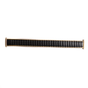 Black Metal Watch Band Expansion Style With Gold Tone Accent