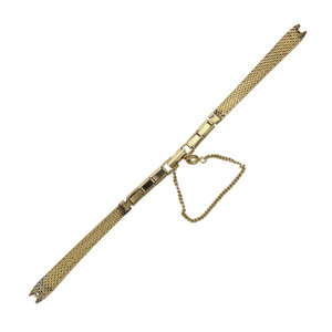 Tapered Watch Band 3mm Gold Tone Stainless Steel Chain Mesh Style 6 1/4 Inch Length