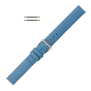 14mm Leather Watch Band Light Blue Flat Lizard Grain 6 7/8 Inch Length 14mm Leather Watch Band Light Blue Flat Lizard Grain 6 7/8 Inch Length