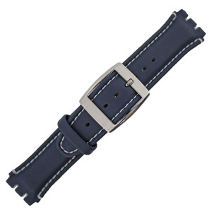 Generic Chronograph Swatch® Watch Band Navy Blue 22mm Stitched fits 19mm Notched Case 7 1/2 Inch Length