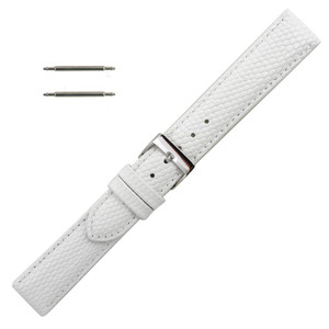 20mm Watch Band White Lizard Grain Leather 7 1/2 Inch Length