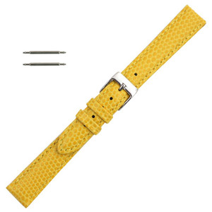 14mm Watch Band Yellow Lizard Grain Leather 6 7/8 Inch Length