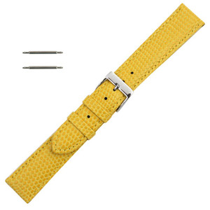 18MM Watch Band Yellow Lizard Grain Leather 7 1/2 Inch Length