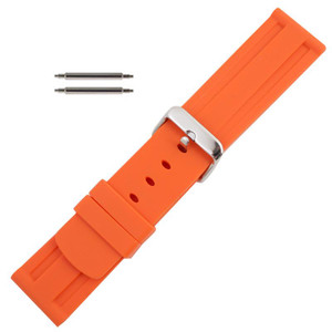 Silicone Watch Band 24mm Orange Sport Watch Band Rubber Jelly