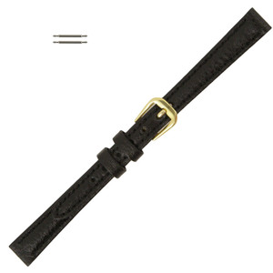 Leather Watch Strap 10MM Black Polished Calf Style