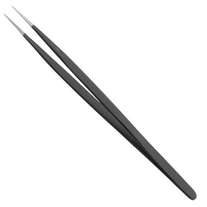 Black Matte Economy Diamond Tweezers 6 1/2 Inch Serrated Tips Black Matte Economy Diamond Tweezers 6 1/2 Inch Serrated Tips