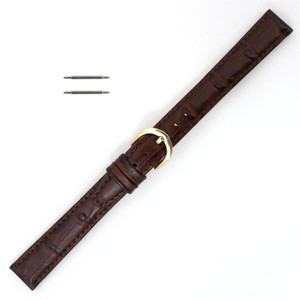 Brown Watch Band Leather 12mm Gator Chrono Style 7 1/2 Inch Length Brown Watch Band Leather 12mm Gator Chrono Style 7 1/2 Inch Length