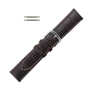 Hadley Roma Alligator Grain 21mm Brown Italian Leather Watch Band 7 1/2 Inch Length