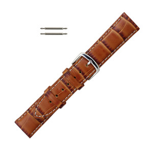 Hadley Roma Alligator Grain 21mm Tan Italian Leather Watch Band 7 1/2 Inch Length