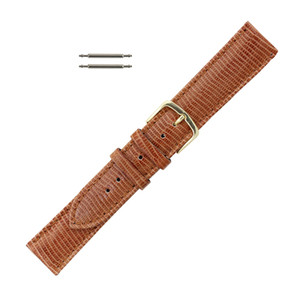 Hadley Roma 20mm Brown Lizard Grain Leather Watch Strap 8 3/16 Inch Length