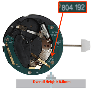 ETA 4 Hand Quartz Watch Movement 804.191-6 Date at 6:00 Alarm Overall Height 6.0mm