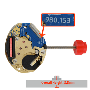 ETA 2 Hand Quartz Watch Movement 980.153.3 With Small Second at 6:00 Overall Height 3.8mm