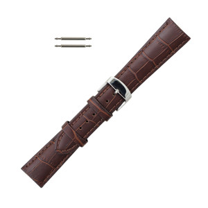 Hadley Roma 20mm Brown Leather Watch Band Alligator Grain 8 5/8 Inch Length