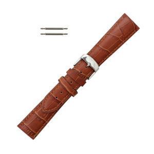 20mm Hadley Roma Tan Leather Watch Band Alligator Grain 8 5/8 Inch Length 20mm Hadley Roma Tan Leather Watch Band Alligator Grain 8 5/8 Inch Length