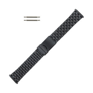 Hadley Roma Watch Band Black Metal, Expandable Ends 18-22mm