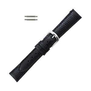 Hadley Roma Genuine Java Lizard 15mm Black Watch Band  6 5/8 Inch Length