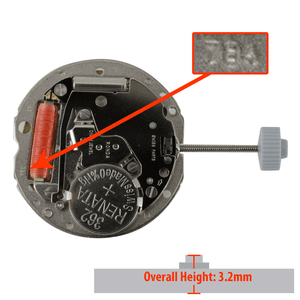 Harley Ronda 2 Hand Quartz Watch Movement HQ784-6 Date at 6:00 Overall Height 3.7mm