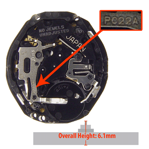 Quartz watch movement for Hattori Japan PC22 watch