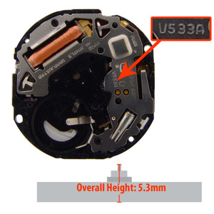 Hattori Japanese V533 quartz movements have a day/date display