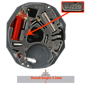 Hattori Japan Watch Movement VJ22 Quartz Movements Overall Height 4.3mm