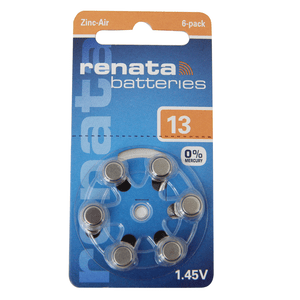Renata ZA13 zinc air hearing aid batteries