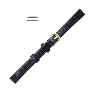 Hadley Roma Genuine Java Lizard Watch Strap Black 9mm