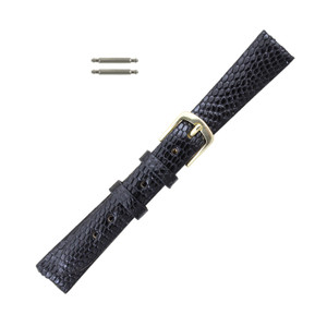 Hadley Roma 14mm Black Genuine Java Lizard Watch Strap 7 7/16 Inch Length