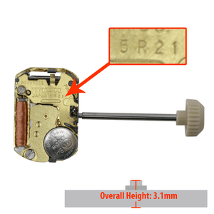 Miyota/Citizen LTD Watch Movement 5R21 Quartz Movements Overall Height 3.1mm