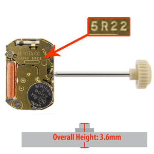 Miyota/Citizen LTD Watch Movement 5R22 Quartz Movements Overall Height 3.6mm