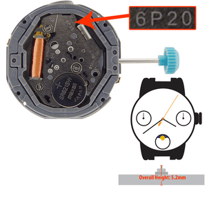 Miyota/Citizen LTD Watch Movement 6P20 Quartz Movements Overall Height 5.2mm