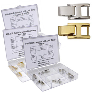 Stepped Buckle Extender Assortment in Silver Nickel Plated and Yellow Gold Plated, 14 Pieces