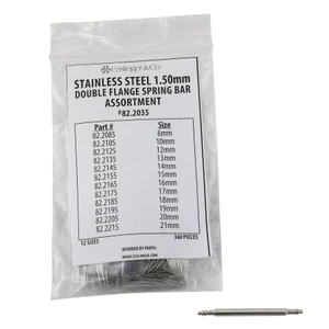 360 piece 1.5mm thin double flanged stainless steel spring bars