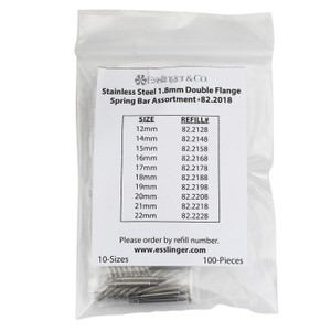 Watch Band Pins 1.80mm Regular Double Flanged Stainless Steel Spring Bar Assortment 100 Pieces