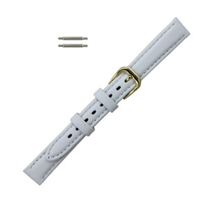 Watch Band 10mm Classic Calf  White Leather 6 3/4 Inch Length
