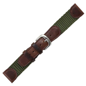 Watch Band 18 MM Olive Nylon and Brown Leather Accented Swiss Army Band