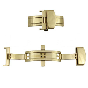 Watch Band Clasp Gold Plated Deployant Buckle with Push Buttons