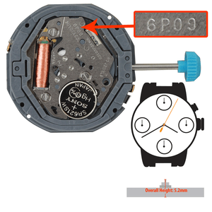 Miyota/Citizen LTD Quartz Chronograph Watch Movement 6P09 Overall Height 5.2mm