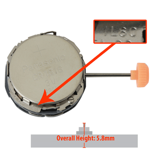 Miyota/Citizen LTD 3 Hand Quartz Watch Movement 1L60 Date at 3:00 Overall Height 5.8mm