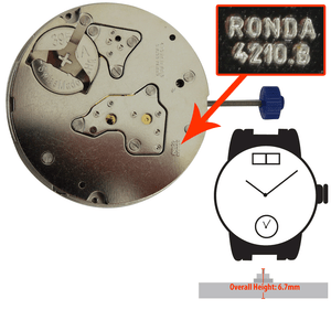 Harley Ronda Quartz Chrono Watch Movement HQ4210.B Big Date at 12:00 Overall Height 6.7mm