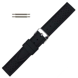 Black 22 mm Silicone Watch Band Sport Strap