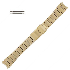 Metal Watch Band Men's Yellow Gold Tone Multiple Curved Ends 18-20 MM