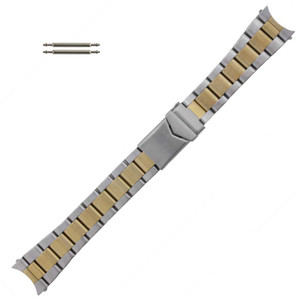 Metal Watch Band Men's Two Tone Multiple Curved Ends 18-20 MM