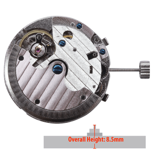 Chinese 3 Hand 3 Eye Automatic Watch Movement TY2868 Date at 6:00 Overall Height 8.5mm