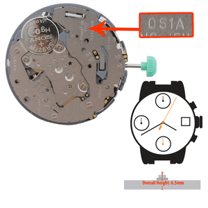 Miyota/Citizen LTD Quartz Watch Movement 0S1A Chronograph High Hand Height Overall Height 6.5mm