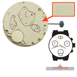 Harley Ronda Chronograph Quartz Watch Movement HQ8040.N Overall Height 8.2mm