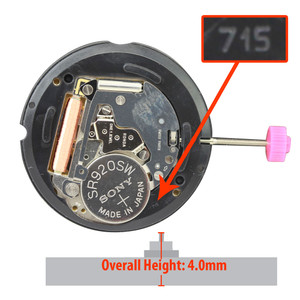Harley Ronda 3 Hand Quartz Watch Movement HQ715-6B Date at 6:00 Black Date Dial Overall Height 4.0mm