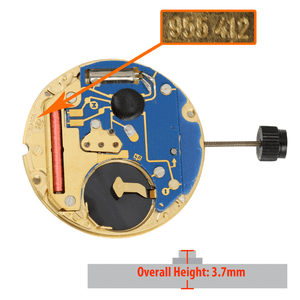 ETA Quartz Watch Movement 955.412-2 Date at 3:00 Overall Height 3.7mm