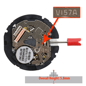Genuine Seiko 3 Hand Quartz Solar Watch Movement V157 Date at 3:00 Overall Height 5.8mm