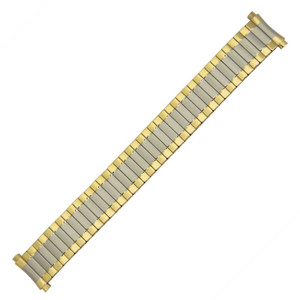 Two Tone Metal Expansion Watch Band With Curved Expandable Ends to Fit 18-22MM Two Tone Metal Expansion Watch Band With Curved Expandable Ends to Fit 18-22MM