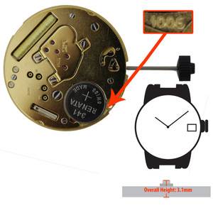 Harley Ronda 2 Hand Quartz Watch Movement HQ1006 Date at 3:00 Overall Height 3.1mm